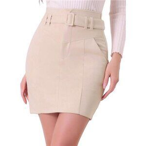 Faux Suede Skirt for Women Apricot